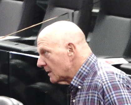 Steve Ballmer watching from courtside at a Clippers game